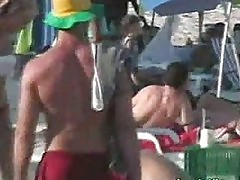 2 topless european babes hooking at copacabana beach