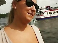 Massive boobs bitch fucked on a bridge