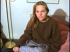 Beautiful teen with hairy pussy masturbates