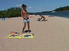 Nudist teen not shy about posing nude at the beach